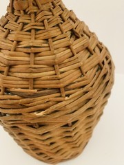 Wicker Wrapped Clear Glass Bottle 13&Prime;