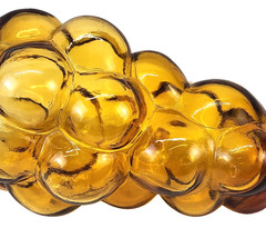 Amber Chianti Bottle Shaped Like Bunch Of Grapes From 1970s Hand Blown 12&Prime; long