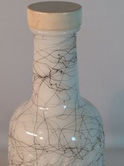 Vtg Hazel Atlas Black Splatter Wine Bottle Milk Glass Welch&rsquo;s MCM Bar 1950s