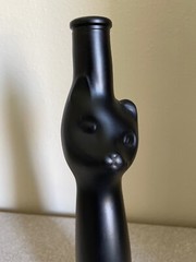 Happy Black Cat Mosel Riesling 13&Prime; EMPTY Bottle Vase Satin Matte Halloween