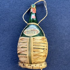 Vintage 1961 Bertani Soave Italian Wine Bottle Hanging With Wicker Basket