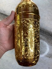 Ornate Gold/Gilded Hand Carved/Etched Liquor Bottle Decor/Decoration/Tumbler!