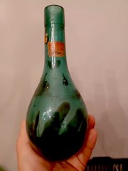 Vintgage 1959 wine bottle hand blown green glass 7&Prime; tall