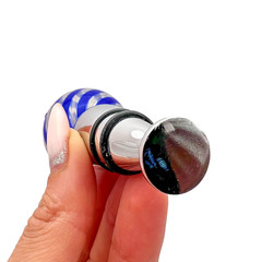 Vintage Silver Plated Cobalt Glass Bottle Wine Cap Lid Collectible Made in Italy