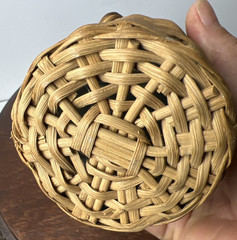 Demijohn Rattan Wicker Cover Wine Whiskey Bottle Lid Stopper & Ring Miniature 8&Prime;