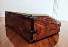 Antique Rosewood or Mahogany Wood Keepsake Box with Brass Inlays