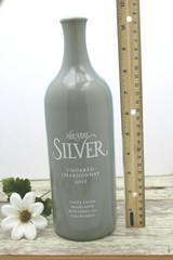 Ceramic Wine Bottle Empty Silver Unoaked Chardonnay Mer Soleil 2011 750ml