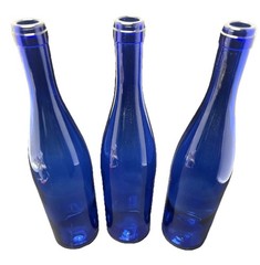 5 Vintage Cobalt Blue Wine Bottles 3 Trademark On Bottom