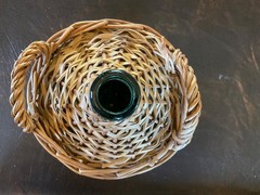 Vintage Wine Bottle Wrapped In Wicker 1 Gallon Green Glass Marbella Collectible