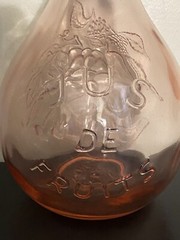 Vintage Pink Casadis Milano JUS DE FRUITS Wire Bail Stopper Wine Decanter 10.5&Prime;