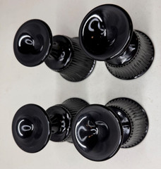 Set of 4 Black Onyx 4 1/8&Prime; RIBBED ROSE WINE GOBLETS
