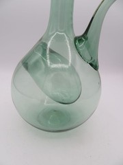 Vintage Hand-blown Green Wine Chiller Bottle Decanter with Ice Chamber