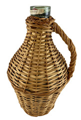 Vintage Green Glass Demijohn Wine Bottle Jug Wicker Wrap Greece Roditis 3Liter