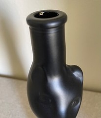 Happy Black Cat Mosel Riesling 13&Prime; EMPTY Bottle Vase Satin Matte Halloween
