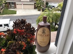 1955 VINTAGE LANCERS ROSE CLAY-CROCK 15” JEROBOAM BOTTLE WITH ORIGINAL FOIL CAP