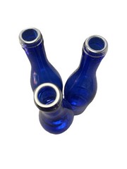 5 Vintage Cobalt Blue Wine Bottles 3 Trademark On Bottom