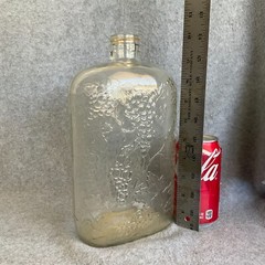 Vintage 1/2 Gallon Embossed Glass Wine Bottle – Good Condition