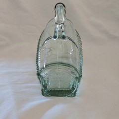Glass Wine Bottle Handled Decantor Weave Pattern with Cork Unbranded Vintage