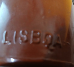 LANCERS 1966 VIN ROSE Brown Painted Glass Jug Portugal /JM Da Fonseca Empty