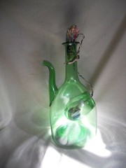 Estate Sale Vintage Green Hand Blown Glass Italian Wine Chiller with Ice Pocket