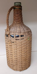 Rare Vintage Large Handmade Green Glass Bottle – Wicker Demijohn Wine~ 14”