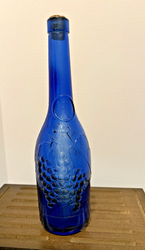 Vintage Cobalt Blue Glass Wine Bottle