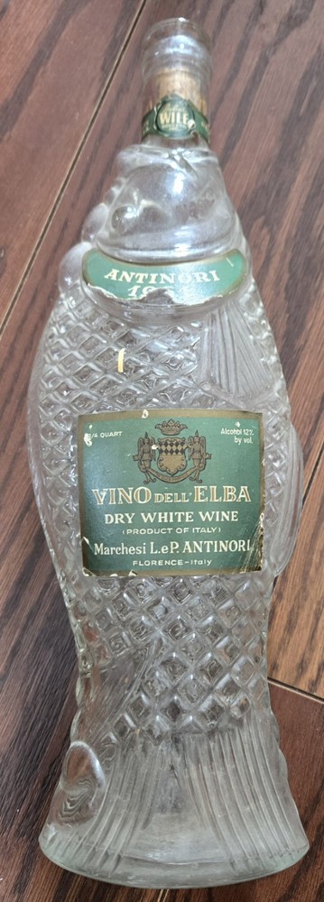 WINE BOTTLE: Vino Dell&rsquo;Elba, Fish-Shaped, Clear, Vintage 1961