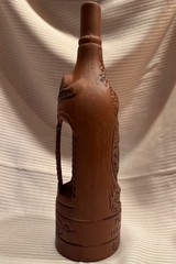 Kindzmarauli Georgian Ceramic Clay Pottery Red Wine Bottle Empty 3-D Design
