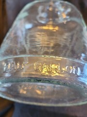 Vintage Rare Embossed Half Gallon Little Amana Glass Wine Jug(2) With Lids