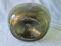 Huge 18.5&Prime; Vintage Demijohn Jug Green Glass Italian Wine Bottle Mid Century MCM