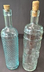Lot of 5 Bottles Williams Sonoma Clear Pressed Glass Grapes Grapevines 9&Prime; & 12&Prime;