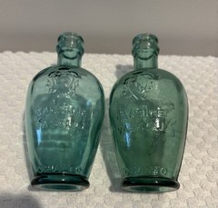 Vtg Cantine Vaselli Orvieto Clear Blue Green Wine Bottle 6&Prime; tall Orvieto