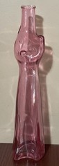 Vtg. Mosel Reisling Pink Glass Happy Cat Wine Bottle