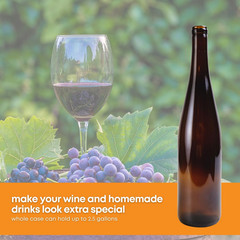 – 750Ml Amber Wine Bottles (Pack of 12) Empty, Stretch Hock Liquor Glass Bottles