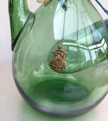NEW Vintage 1970s Hand Blown Green Glass Italian Wine Bottle 14&Prime; Tall