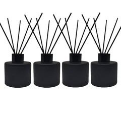 PCS Reed Diffuser Bottle, Empty Matte Black Glass Jar with Black Round 4