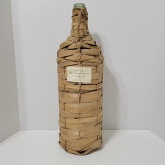VTG RETSINA~CLASSIC~STRAW WICKER GREEK WINE BOTTLE CLEAR GLASS~3 LTR LITER LABEL