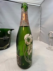 Perrier Jouet Champagne Bucket with Pair Glasses and empty Champagne Bottle 1975