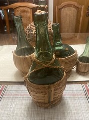 Collectible Bolla Green Glass Bottle Set Of 6