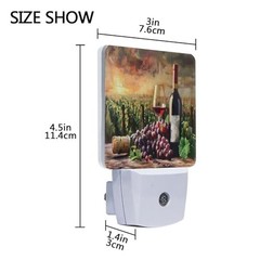 Grapes Wine Glass Bottle Night Lights 2 Pack Plug-in Wall Led 3×4.5×1.4 in A068