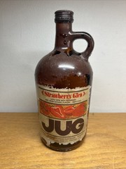 Brown & Cream Vintage Ceramic Jug ~ STRAWBERRY GLEN WINE JUG ~ Original Label*
