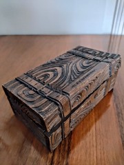 Antique Rosewood or Mahogany Wood Keepsake Box with Brass Inlays
