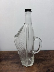 London Winery Horizontal Glass Wine Bottle & Screw Cap Handle Empty VTG
