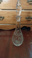 Vintage Cut Glass Crystal Wine Decenter Clear Crystal 3 Rose Around Wine Bottle