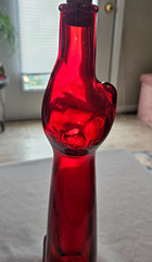 Rheinhessen Riesling HAPPY CAT Red Wine Bottle w Cork SCRATCHED decor craft READ
