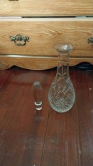 Vintage Cut Glass Crystal Wine Decenter Clear Crystal 3 Rose Around Wine Bottle