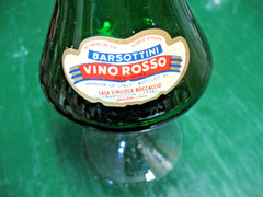 BARSOTTINI VINO ROSSO PITCHER DECANTER BOTTLE GREEN GLASS w/ LABELS EMPTY