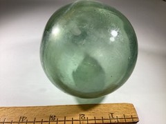 Antique Vtg. Hand Blown Wine Bottle Torpedo Round Bottom Green Glass 8”
