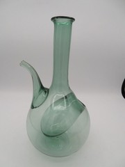 Vintage Hand-blown Green Wine Chiller Bottle Decanter with Ice Chamber