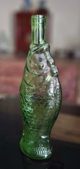 Vintage Italian Green Glass Fish Shaped Bottle Decanter 13&Prime;